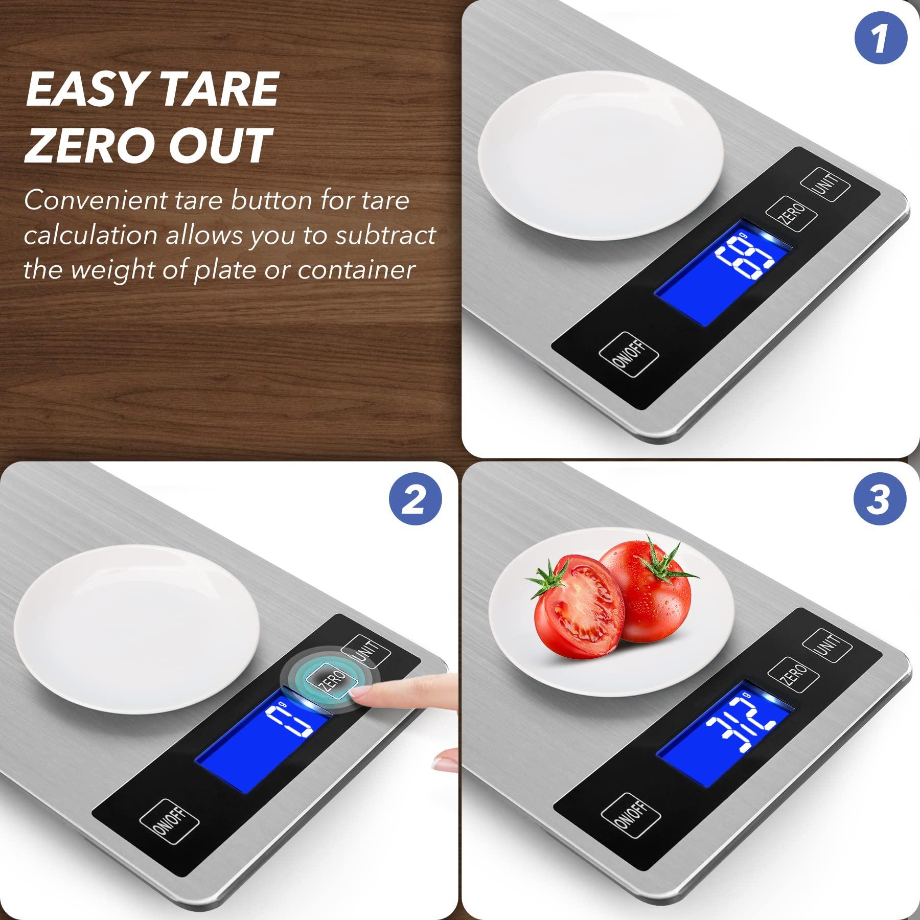 33lb Food Kitchen Digital Scale,1g/0.05oz Precise Graduation, USB Charging Kitchen Scale, Waterproof Stainless Steel with LCD Display, Ounces and Grams for Weight Loss, Cooking, Baking (Silvery) - CookCave