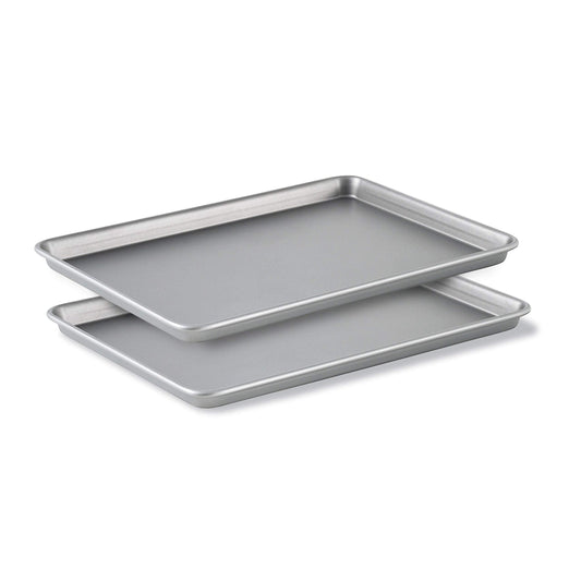 Calphalon Baking Sheets, Nonstick Baking Pans Set for Cookies and Cakes, 12 x 17 in, Set of 2, Silver - CookCave