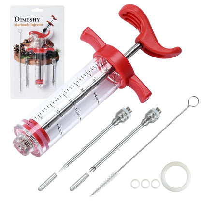 Meat Injector, Plastic Marinade Turkey Injector with 1-oz Capacity 2pcs stainless steel needles by DIMESHY - CookCave