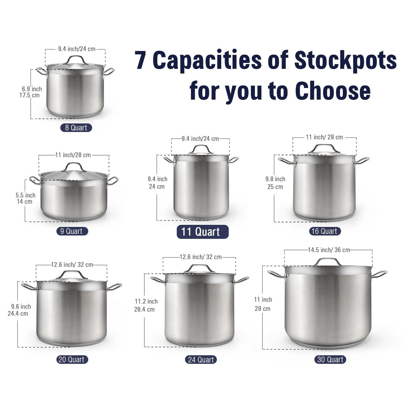 Cooks Standard Stockpots Stainless Steel, 11 Quart Professional Grade Stock Pot with Lid, Silver - CookCave