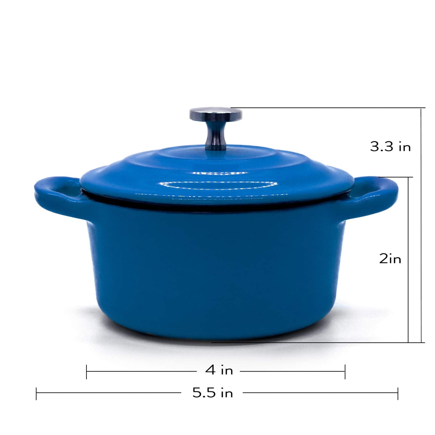 RJ Legend 8.5 oz. Mini Cocotte with Lid, Set of 3 Small Dutch Oven for Baking, Enameled Cast Iron Ramekin, 0.25 Quart, Blue/Green/White, 3pcs - CookCave