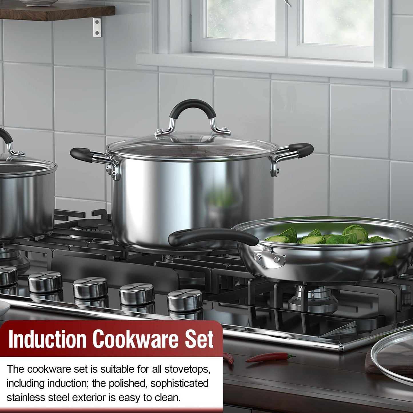 Cook N Home Professional Saucepan, 1-QT and 2-QT, Silver - CookCave