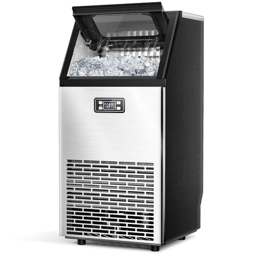 Joy Pebble V2.0 Commercial Ice Maker,100 lbs,2-Way Add Water,Large Ice Maker Self Cleaning,Ice Machine with 24 Hour Timer,33 lbs Basket,Stainless Steel Ice Makers for School,Home,Bar,RV - CookCave
