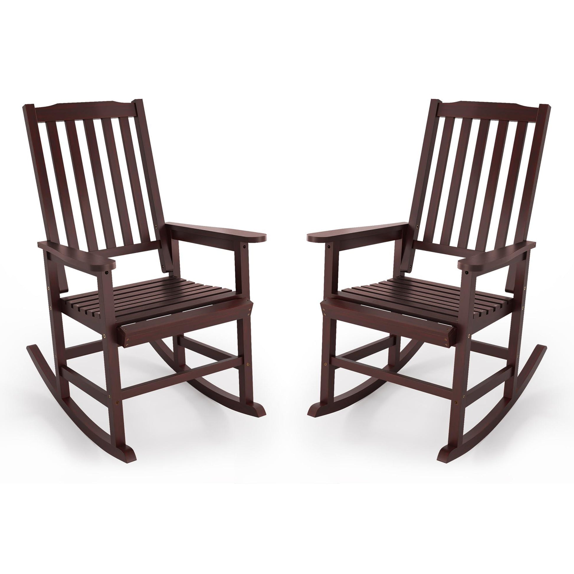 Cozyman Outdoor Rocking Chairs Set of 2, Oversized Wooden Rocking Chairs with Wide Seats, All Weather Resistant Rocker Chair, Porch Patio Chair for Backyard Lawn Garden, 350 Lbs Heavy Duty, Espresso - CookCave