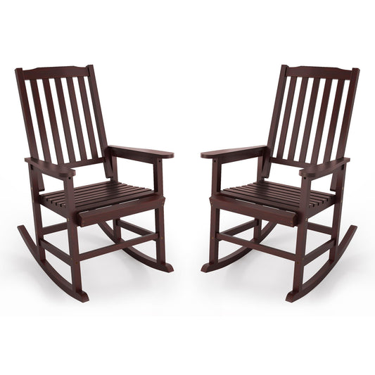 Cozyman Outdoor Rocking Chairs Set of 2, Oversized Wooden Rocking Chairs with Wide Seats, All Weather Resistant Rocker Chair, Porch Patio Chair for Backyard Lawn Garden, 350 Lbs Heavy Duty, Espresso - CookCave