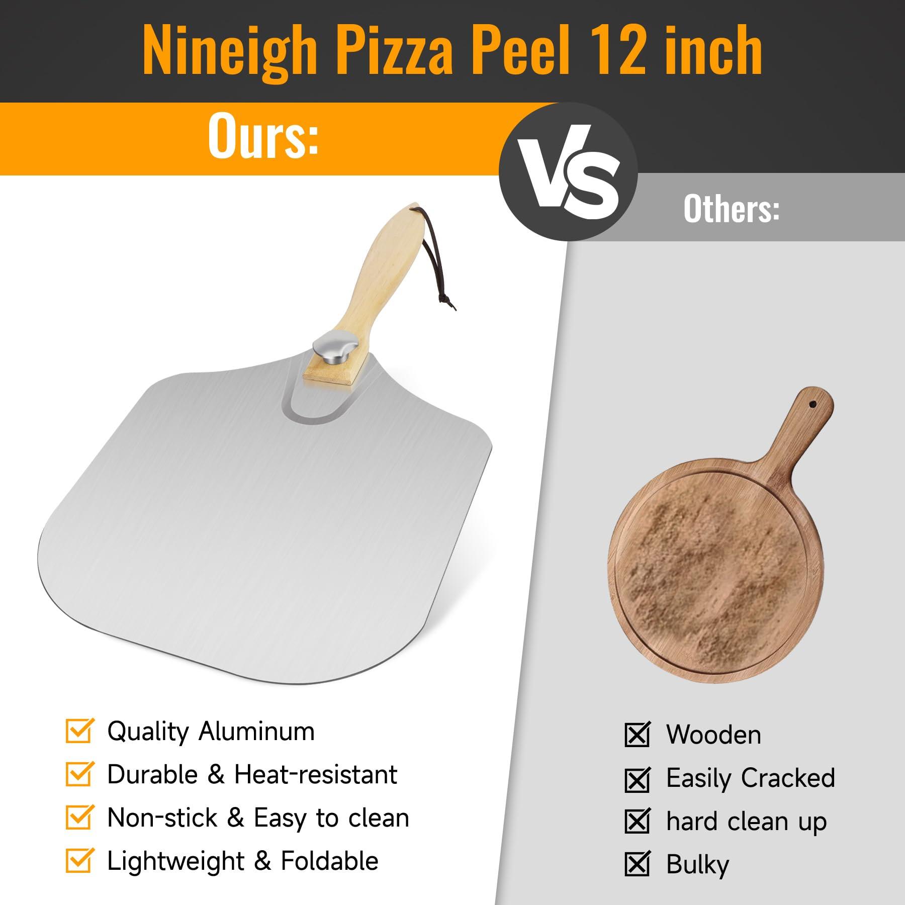 Pizza Peel Pizza Pan Set, 12" x 14" Pizza Spatula for Oven, Aluminum Pizza Paddle with Rocker Cutter Scraper Pie Server Oil Brush, Pizza Oven Accessories Tools, Baking Pizza, Dough, Bread & Pastry - CookCave