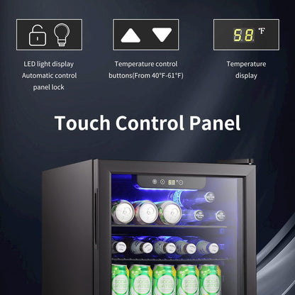 Antarctic Star Mini Fridge-95 Can Beverage Refrigerator Wine Cooler Clear Front Glass Door Small Drink Touch Screen for Soda Beer Bar Office Home 2.6 cu.ft…… - CookCave