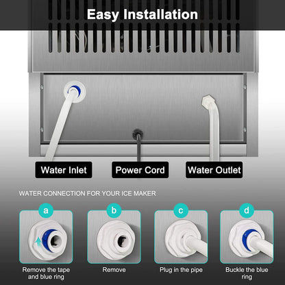 Upgraded Commercial Ice Maker Machine 160LBS/24H with 35LBS Storage Bin, 15Inch Wide Ready 11-20 Mins Under Counter/Freestanding Stainless Steel Large Ice Machine - CookCave