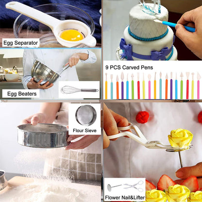 Cake Decorating Kits 567 PCS Baking Set with Springform Pans Set, Rotating Turntable, Decorating Tools, Cake Baking Supplies for Beginners and Cake Lovers - CookCave