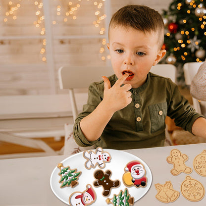 Christmas Cookie Cutters Set 8 Pcs Cookie Stamps with Gingerbread Man Christmas Tree Snowman Santa Claus Jingle Bell Snowflake Shapes 3D Mini Christmas Cookie Molds for Baking Supplies - CookCave