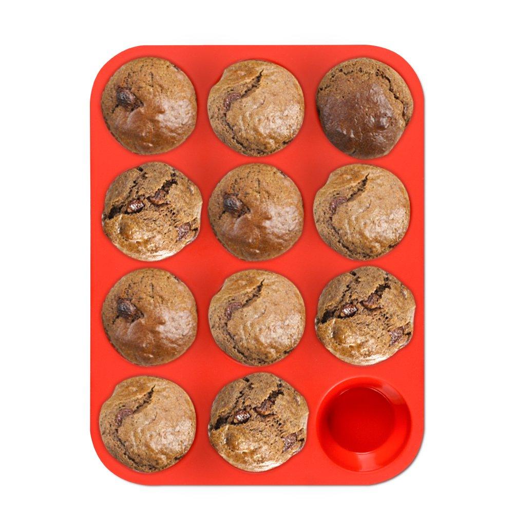 CAKETIME Silicone Muffin Pan, 12-Cup Cupcake Pan for Baking Muffin, Cake, Fat Bomb, 2-Pack Nonstick BPA Free - CookCave