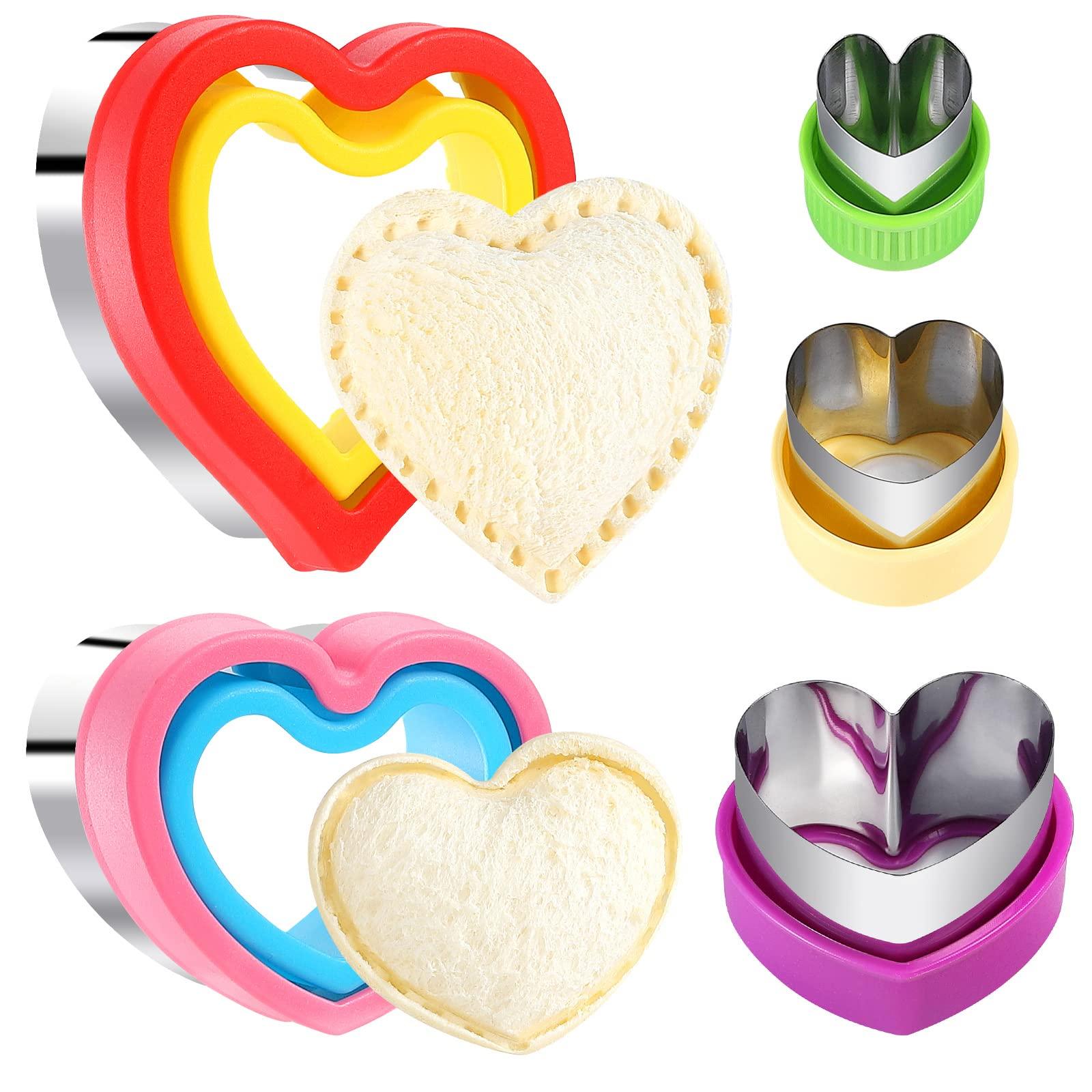 Heart Sandwich Cutter and Sealer,Heart Cookie Cutters 5 Pcs Valentine's Day Heart Shapes Stainless Steel Cookie Cutters Mold for Fruits Vegetables Cakes Biscuits and Sandwiches - CookCave