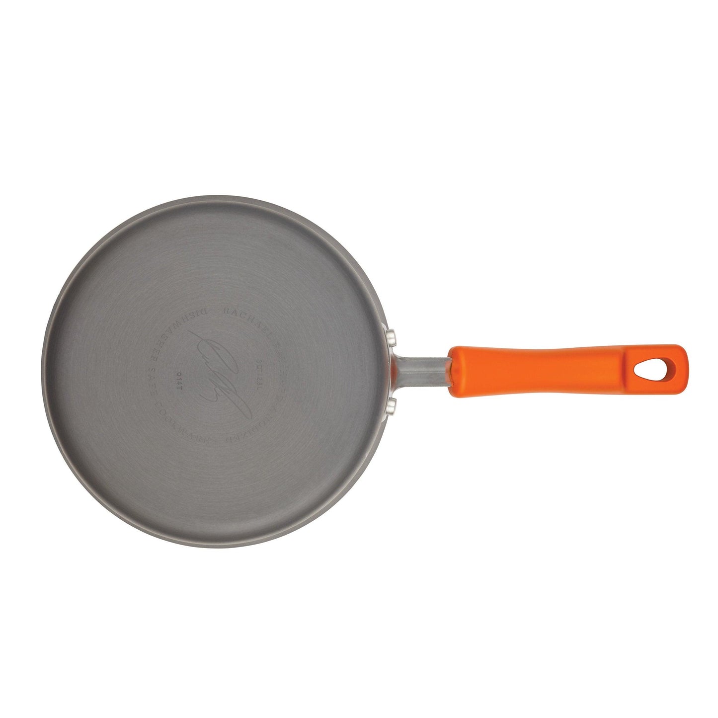 Rachael Ray Brights Hard Anodized Nonstick Sauce Pan/Saucepan with Lid, 3 Quart, Gray with orange handles - CookCave