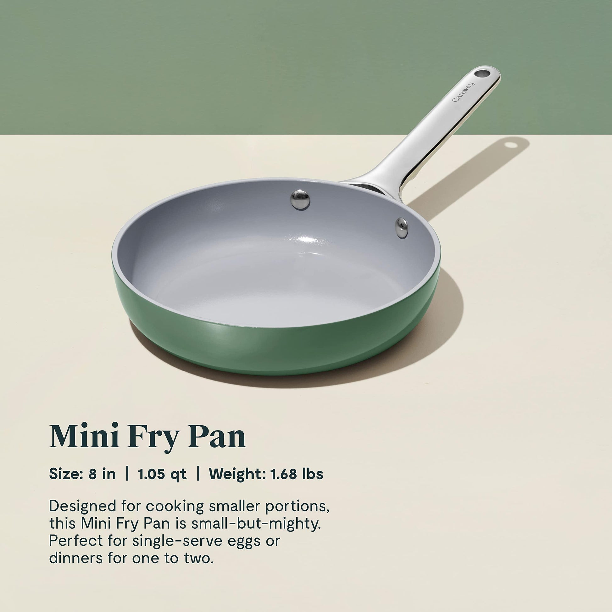 Caraway Nonstick Ceramic Mini Fry Pan (1.05 qt, 8") - Non Toxic, PTFE & PFOA Free - Oven Safe & Compatible with All Stovetops (Gas, Electric & Induction) - Sage - CookCave