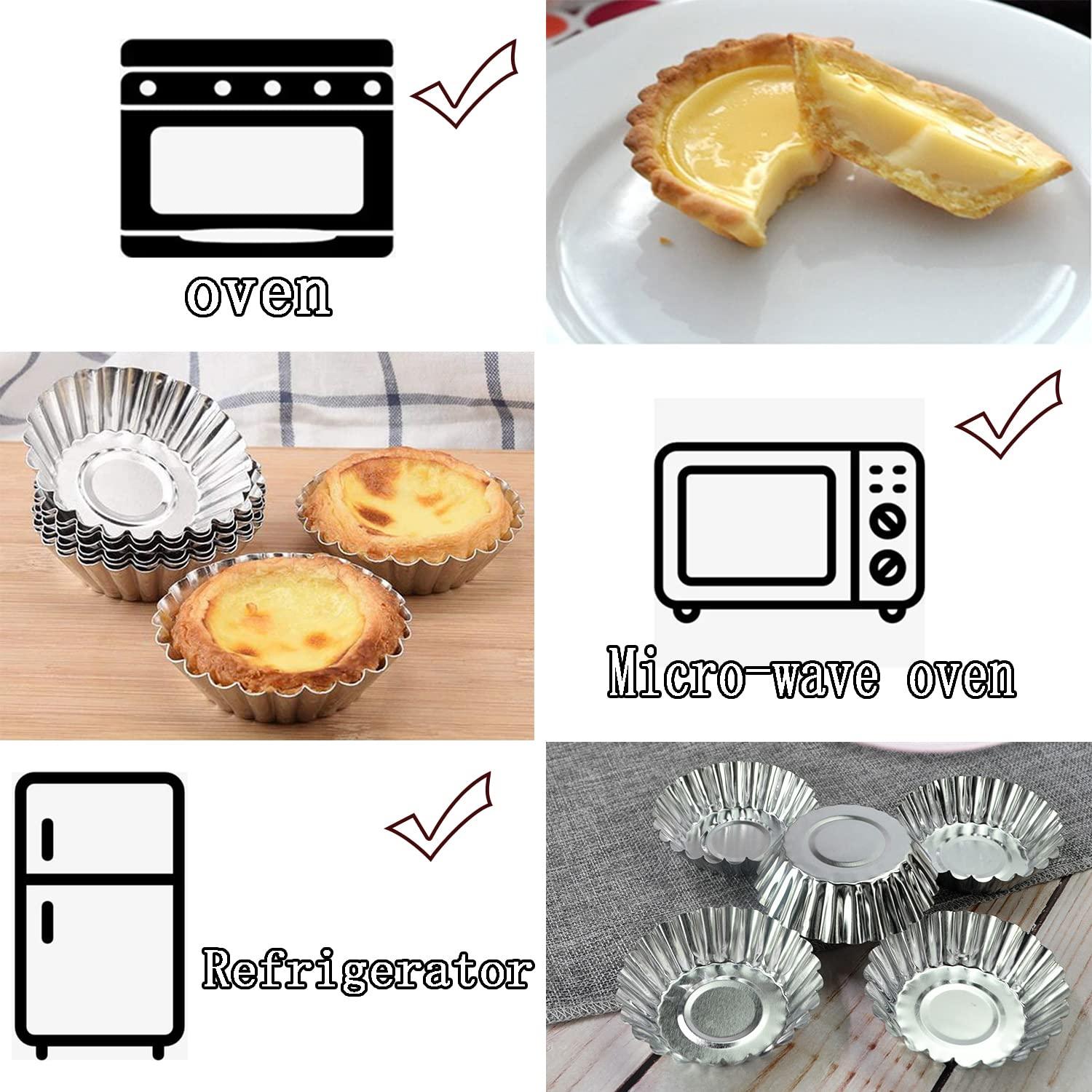 Xstronq Egg Tart Molds 32Pack Tart Pan 2.75inch, Mini Tart Tins Aluminium Mini Tart Pans for Baking (32Pack-2.75inch) - CookCave