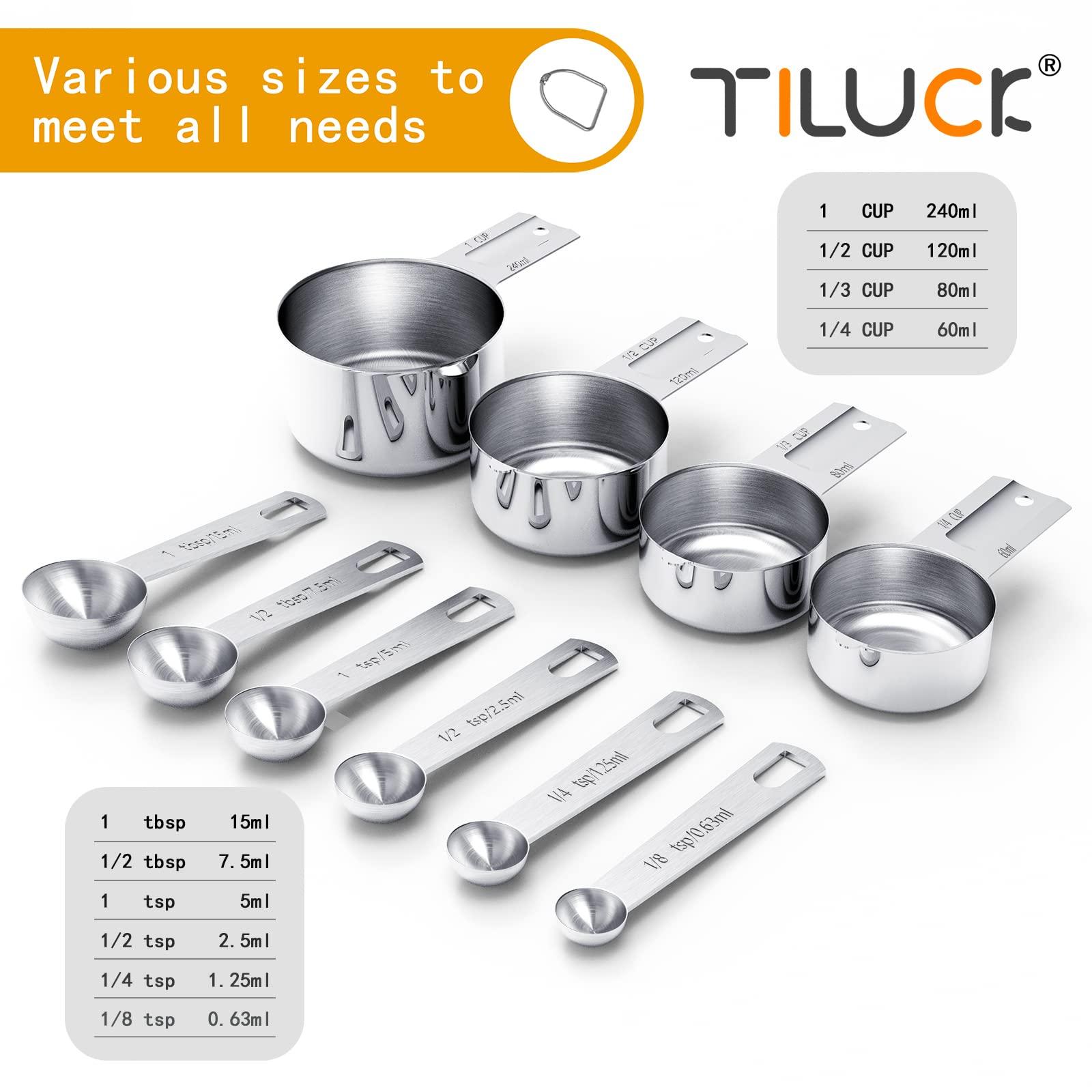 TILUCK Stainless Steel Measuring Cups & Spoons Set, Cups and Spoons,Kitchen Gadgets for Cooking & Baking (Medium) - CookCave