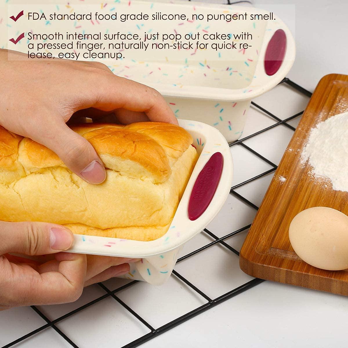 GiFBERA Non-Stick Silicone Bread & Loaf Pan Set of 2 for Baking Bread Meatloaf Quiche Lasagna, 10 x 5 Inch, Good Grips, 2-Pack - CookCave