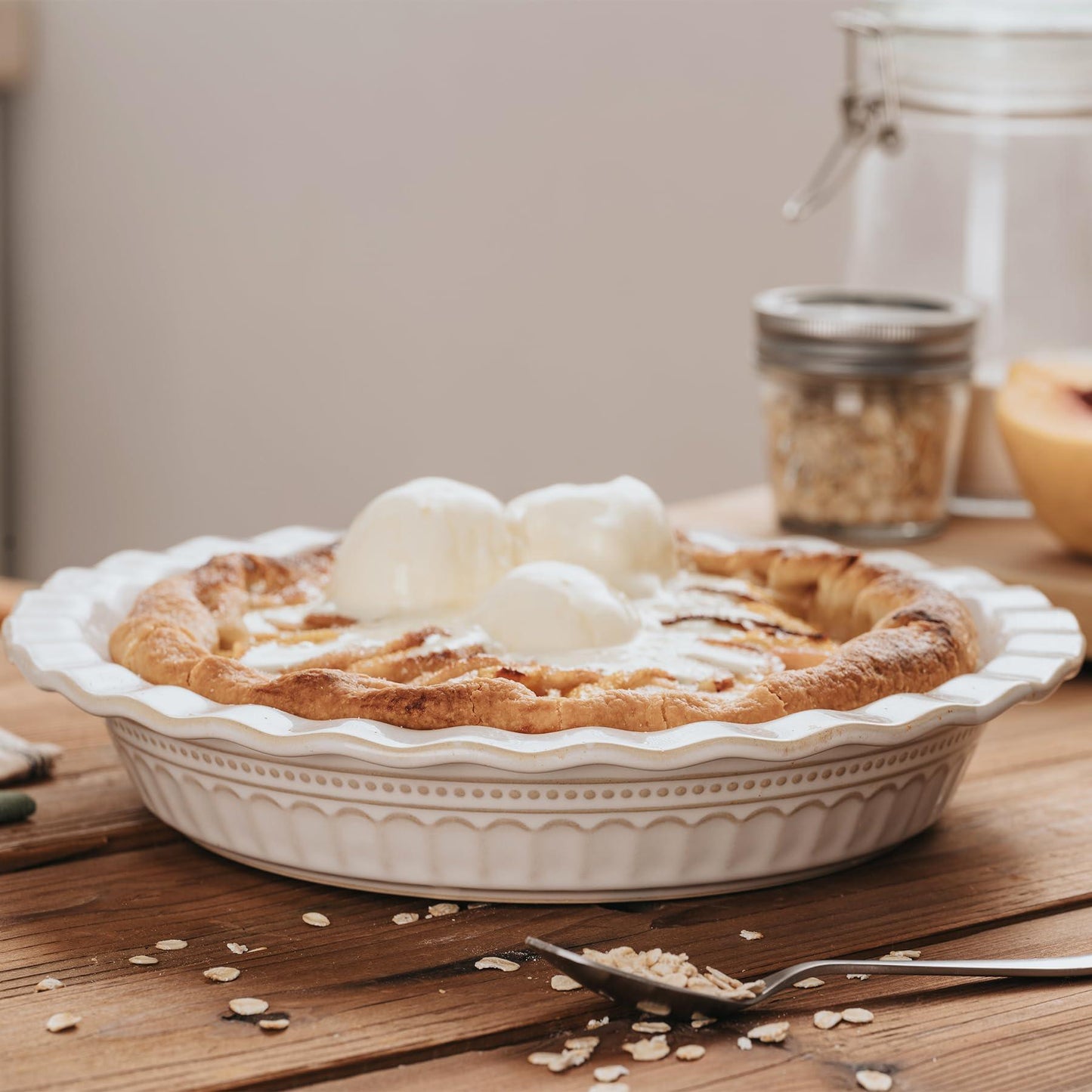 MIKIGEY Ceramic Pie Pan for Baking, 9 inch Pie Pans Set of 2, Round Pie Dish for Dessert Kitchen, Farmhouse Vintage Color Pie Plate, Oven & Dishwasher Safe, Off-White - CookCave