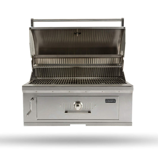 Coyote 36-Inch Built-in Charcoal Grill - C1CH36, Stainless Steel, 875 sq. in. Cooking Area - CookCave
