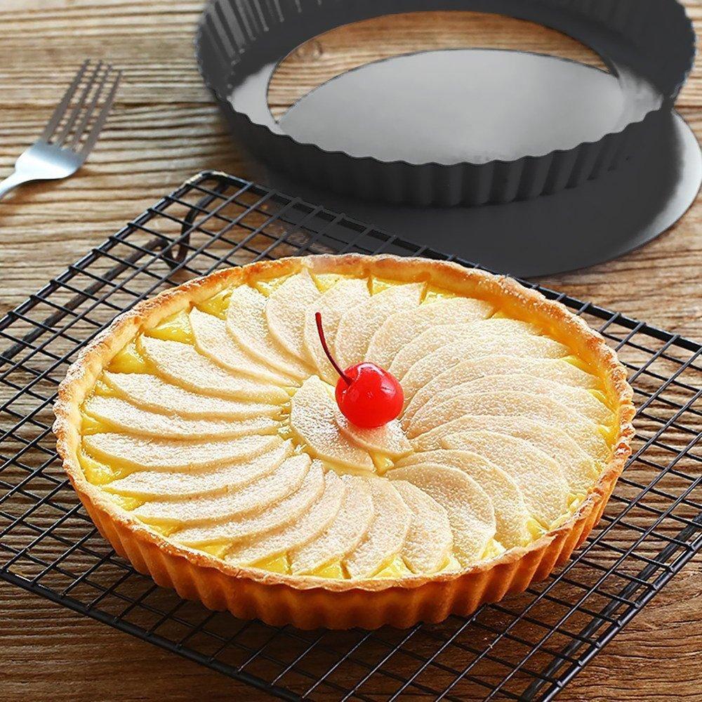 2 Pack 9 Inches Non-Stick Tart Pan with Removable Loose Bottom, Tart Pie Pan, Round Tart Quiche Pan - CookCave