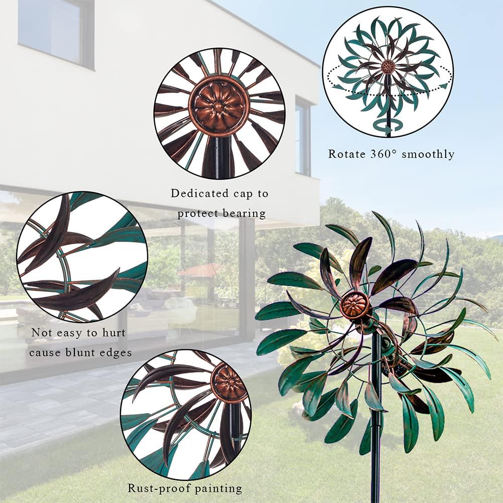 VEWOGARDEN 360° Outdoor Wind Spinner, Wind Sculpture Spinner with Metal Stake, Yard Art Decor for Patio, Lawn & Garden 63 * 13 - CookCave