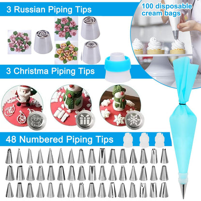 Cake Decorating Kit,637 Pcs Decorating Supplies With 3 Springform Pan Sets Icing Nozzles Rotating Turntable Cake Topper Piping Bags Paper Plates, Cake Baking Set Tools for Beginner and Professional - CookCave