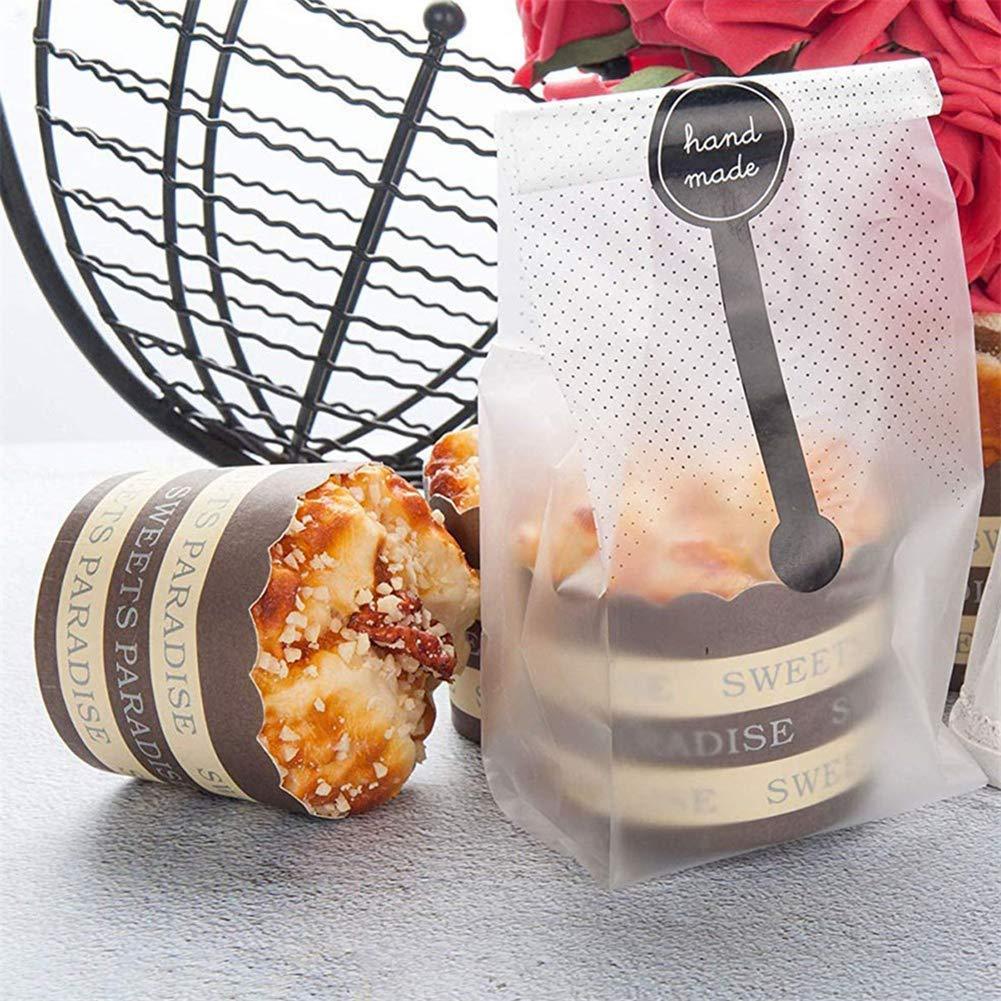 Cookie Bags for Packaging, Searik Translucent Plastic Cellophane Pastry Treat Bags for Party Gift Giving Bakery Bread Candy Chocolate Wrapping Goods with Stickers and Ribbon (3.5 x 8.8 Inches, 80 Pcs) - CookCave