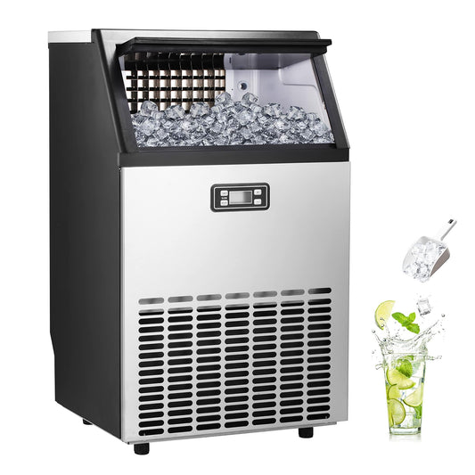 Electactic Ice Maker, Commercial Ice Machine,100Lbs/Day, Stainless Steel Ice Machine with 48 Lbs Capacity, Ideal for Restaurant, Bars, Home and Offices, Includes Scoop - CookCave