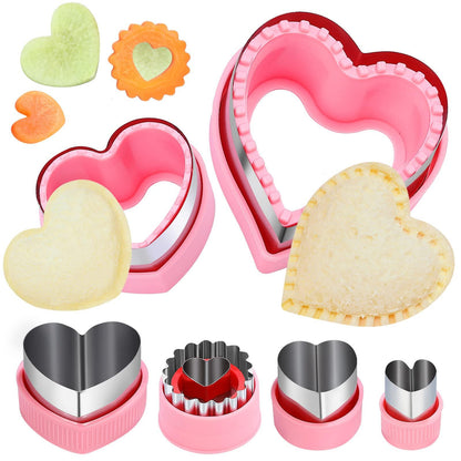 Heart Cookie Cutters Set,6 Pcs Uncrustables Maker Bread Cutters Heart Shapes DIY Cookie Cutters Fruit Vegetable Mold for Kids Boys & Girls Bento Lunch Box - CookCave