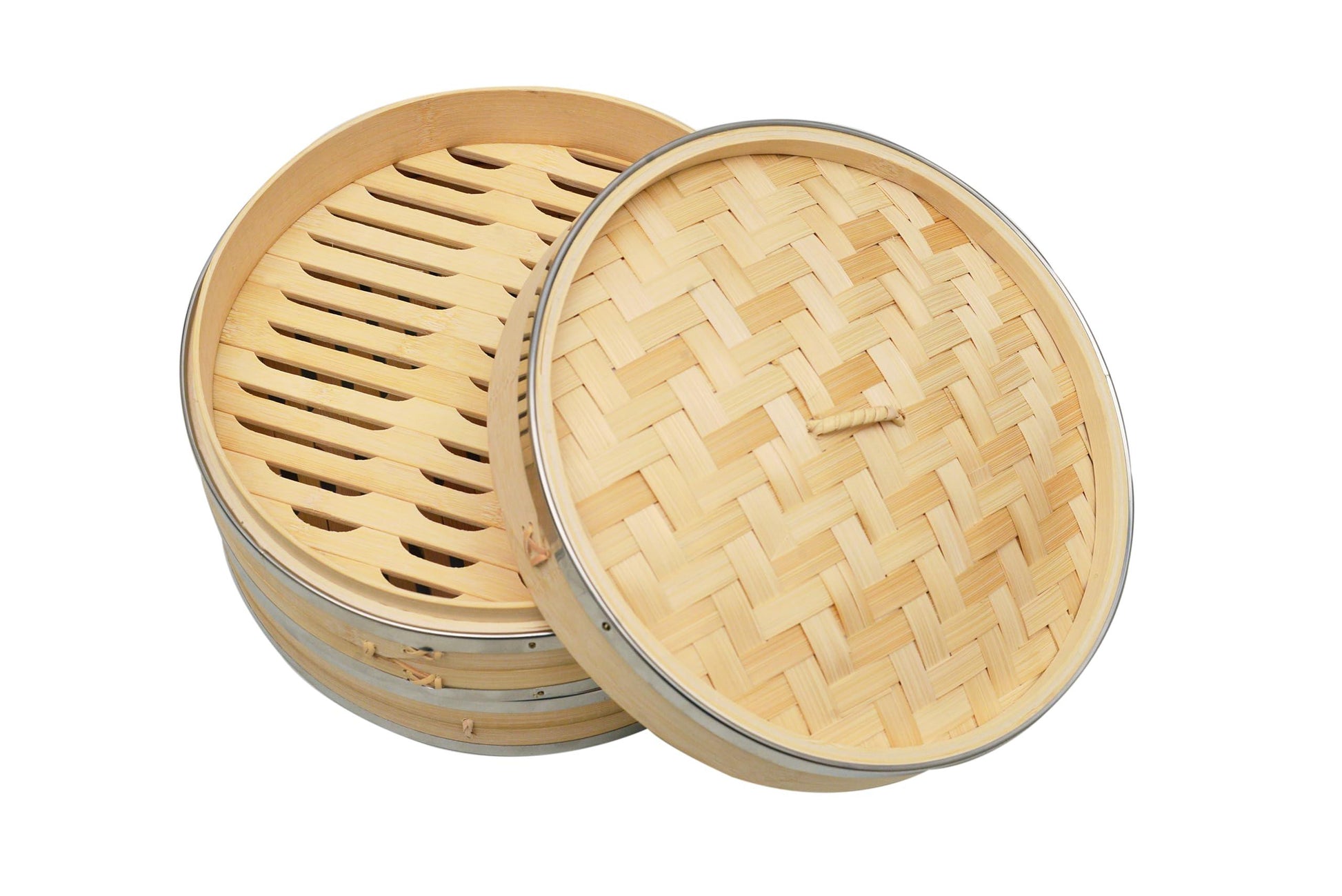 Two tier Bamboo steamer with steel ring - CookCave