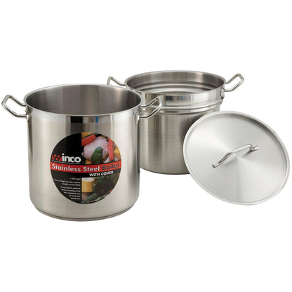 Winware Stainless 8 Quart Double Boiler with Cover - CookCave