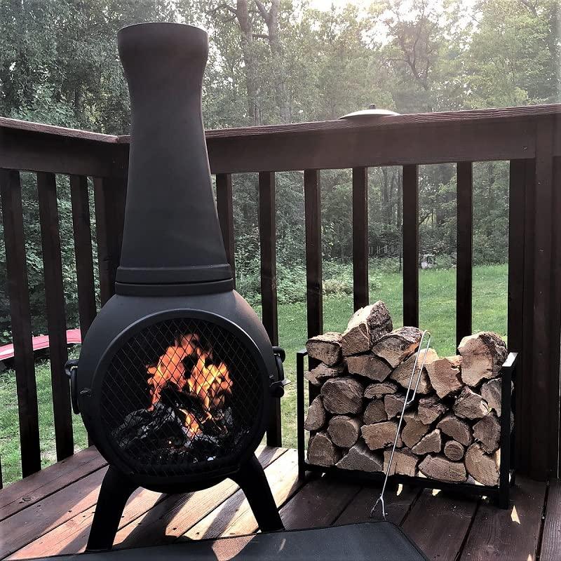 The Blue Rooster Prairie Fire Chiminea Outdoor Fireplace - Wood Burning Cast Aluminum Deck or Patio Firepit - CookCave