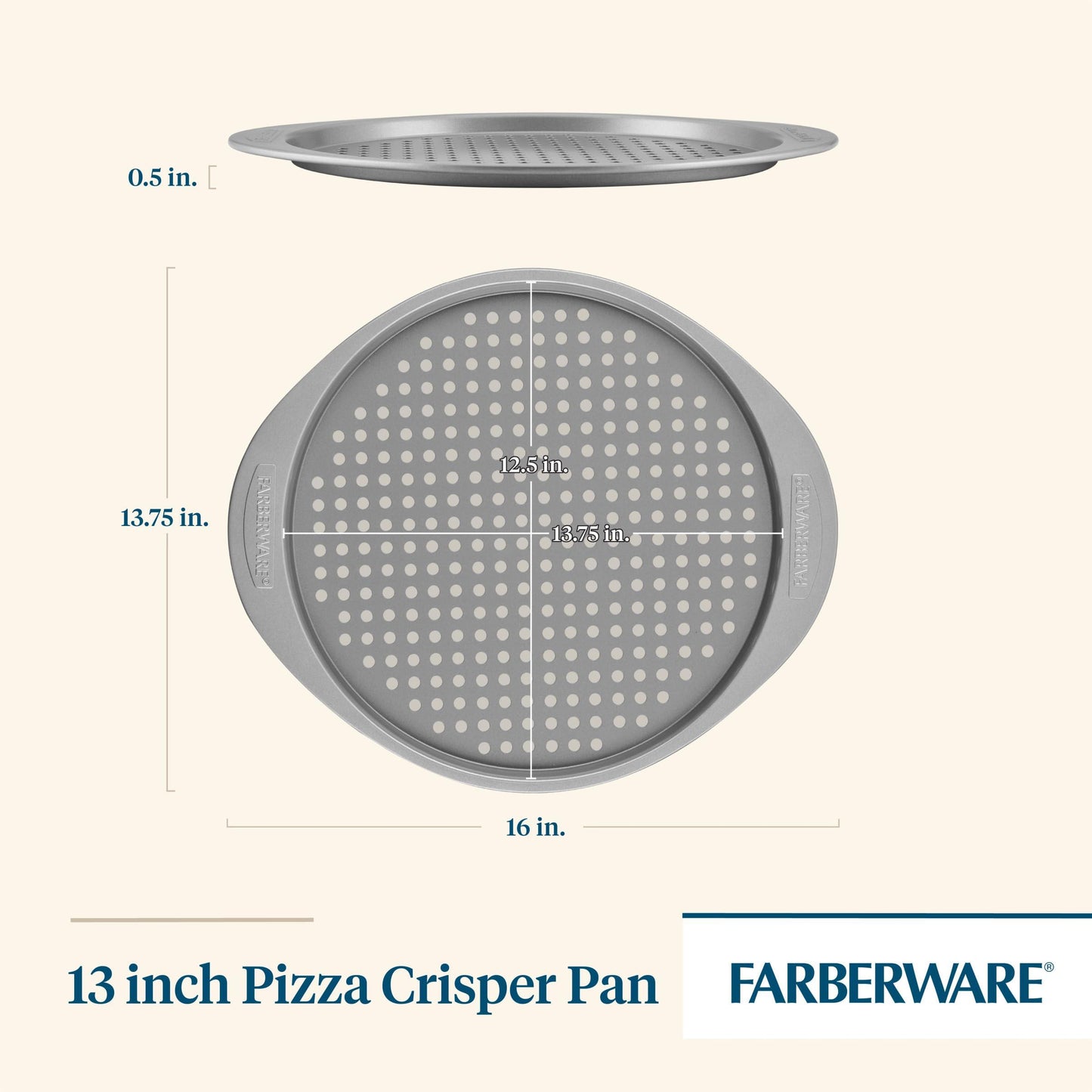 Farberware Nonstick Bakeware Round Pizza/Crisper Pan, 13 Inch, Gray - CookCave