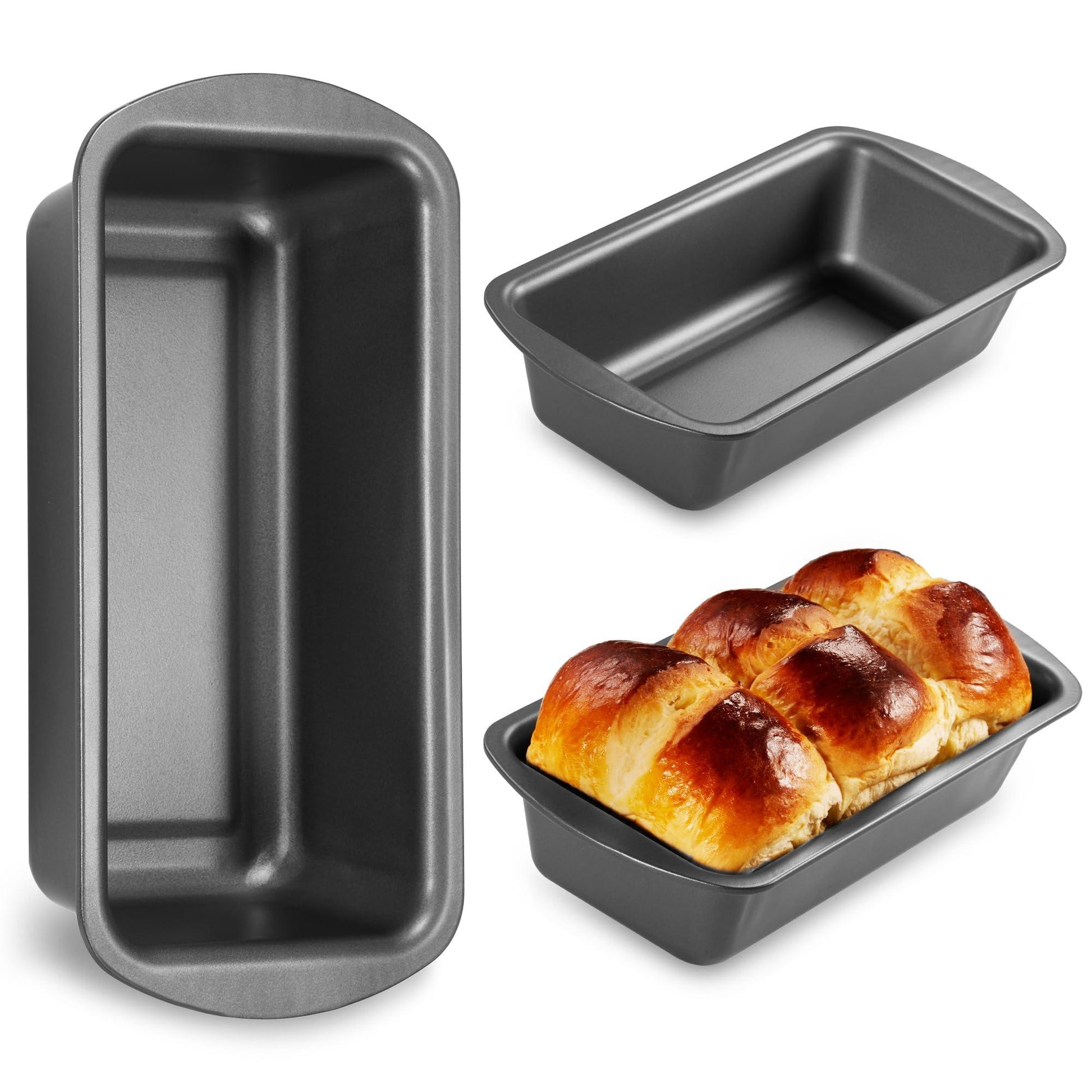 HONGBAKE 3 Pack Bread Pan for Baking Loaf Pan Set, 1 Lb Loaf Pan with Wide Grips Nonstick Bread Tin 3 pack, 8.5 x 4.5 Inches Perfect for Homemade Bread, Grey - CookCave