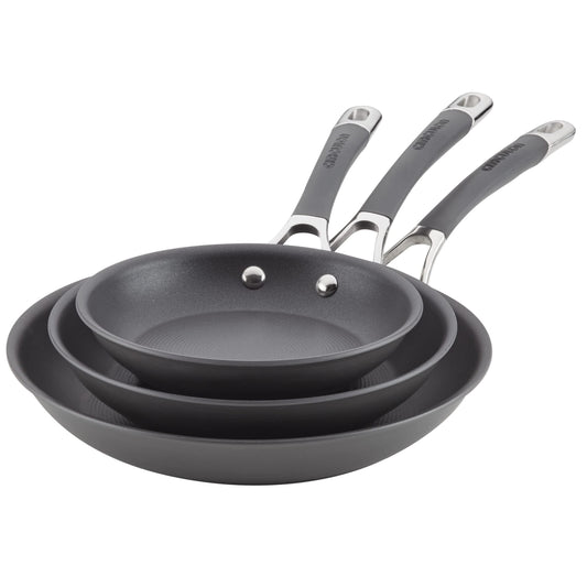 Circulon Radiance Hard Anodized Nonstick Frying / Fry Pan Set / Skillet Set - 8.5 Inch, 10 Inch, and 12.25 Inch , Gray - CookCave