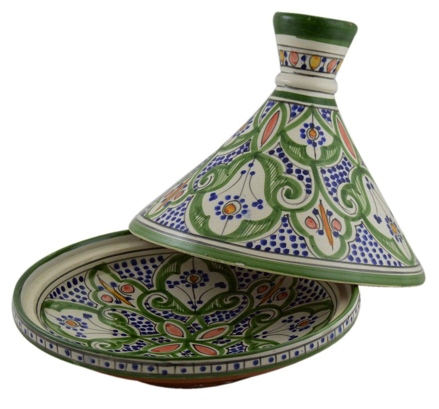 Moroccan Handmade Serving Tagine Exquisite Ceramic With Vivid Colors Traditional 12 inches Across XLarge - CookCave