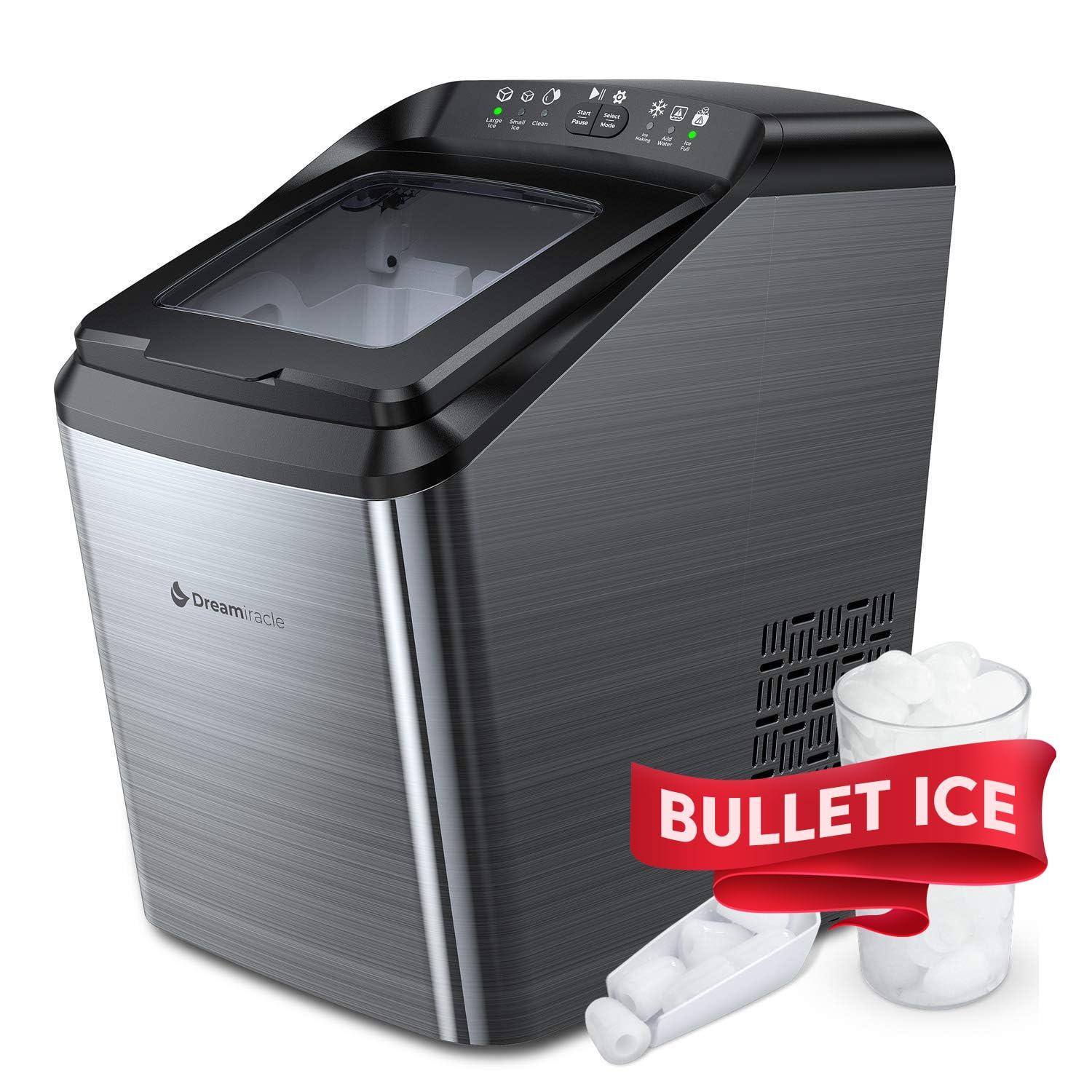 Dreamiracle Ice Maker Machine Countertop Self-Cleaning, 33lbs/24h, Two-Size Bullet Ice Cubes, 2.8L Water Tank, 9 Cubes/Batch - CookCave
