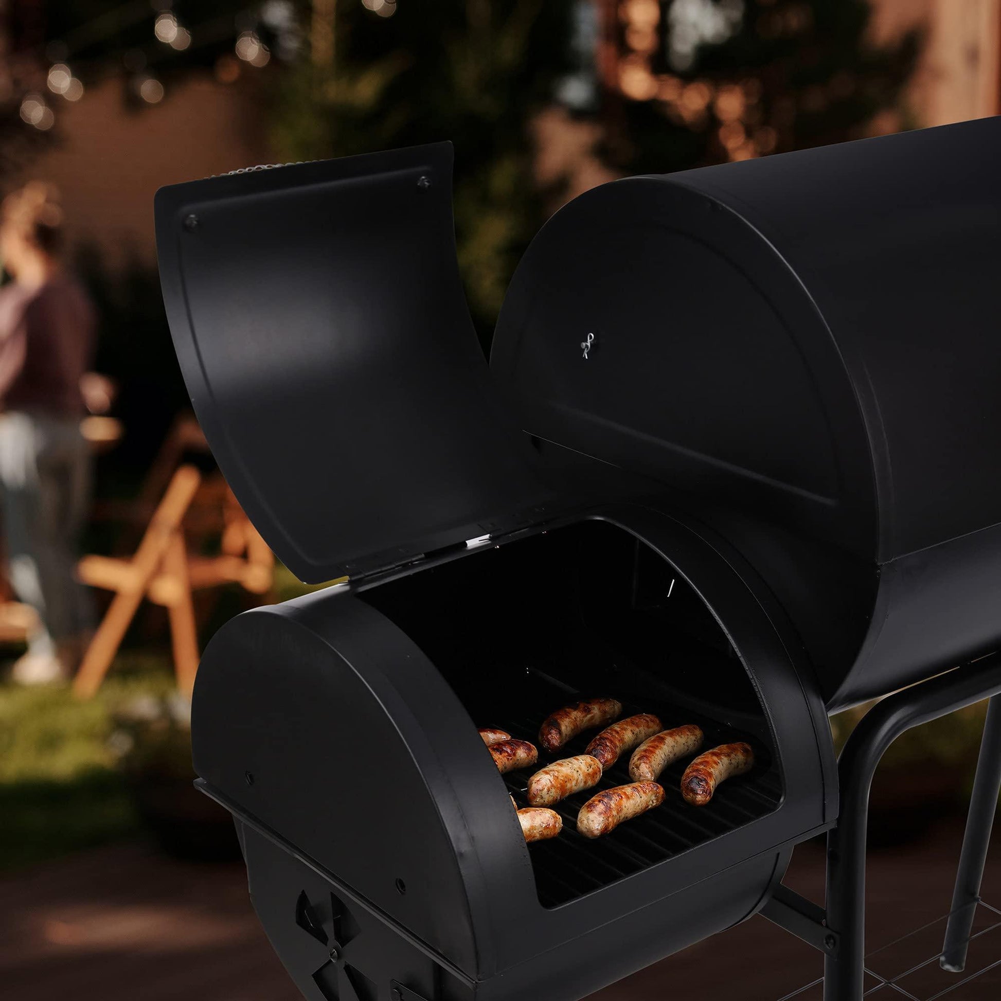 Royal Gourmet CC1830RC 30 Barrel Charcoal Grill with Offset, 811 Square Inches Smoker with Cover for Outdoor Garden, Patio, and Backyard Cooking, Black - CookCave