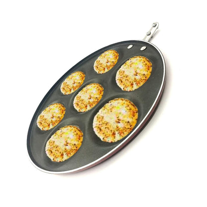 Non Stick Mini Uttapam Pan Pancake Crepe Tawa Non Stick Mini Pancake Maker Multi-Snack Maker 7 Cavity (275mm) - CookCave