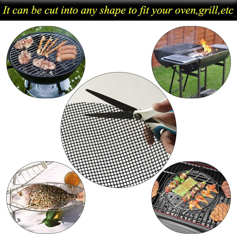 LOOCH BBQ Mesh Grill Mat Set of 5 - Heavy Duty Nonstick Mesh Grilling Mats & Barbecue Accessories - Reusable and Easy to Clean - Works on Gas, Charcoal, Electric Grill and More - 15.75 x 13 Inch - CookCave