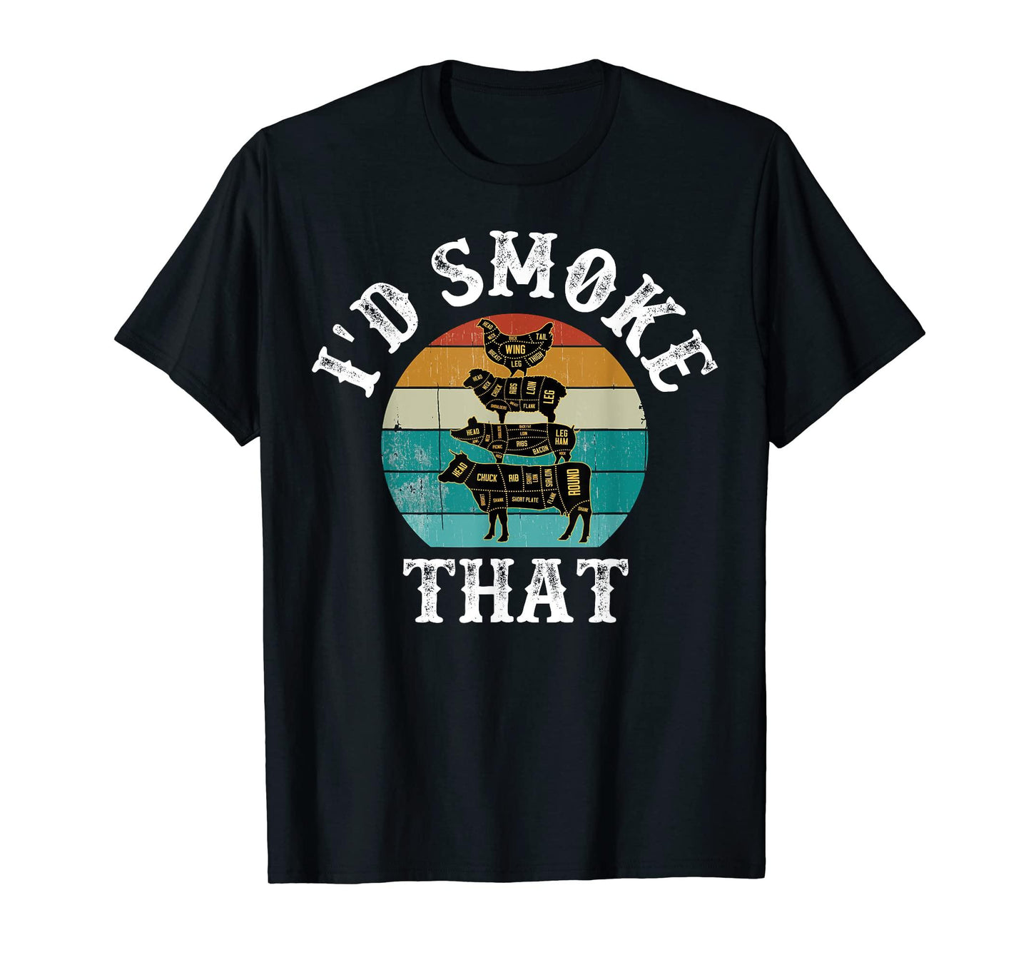 Funny Retro BBQ Party Smoker Chef Dad Gift - I'd Smoke That T-Shirt - CookCave