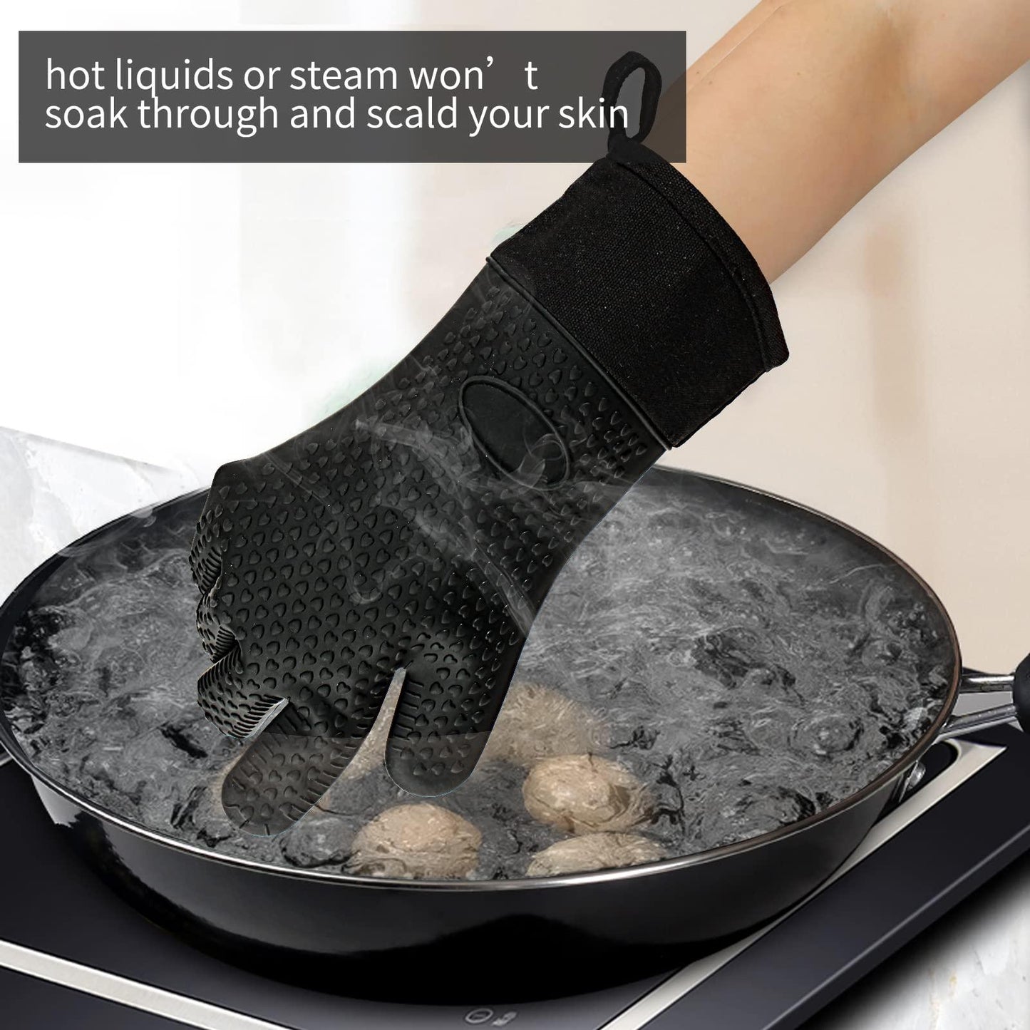 Waterproof BBQ Grill Oven Gloves Heat Resistant,Extra Long,Soft Quilted Lining, Silicone Gloves for Grilling Smoking Barbecue-Great for Handling Hot Food on Your Grill Fryer and Pit,Easy Clean,1 Pair - CookCave