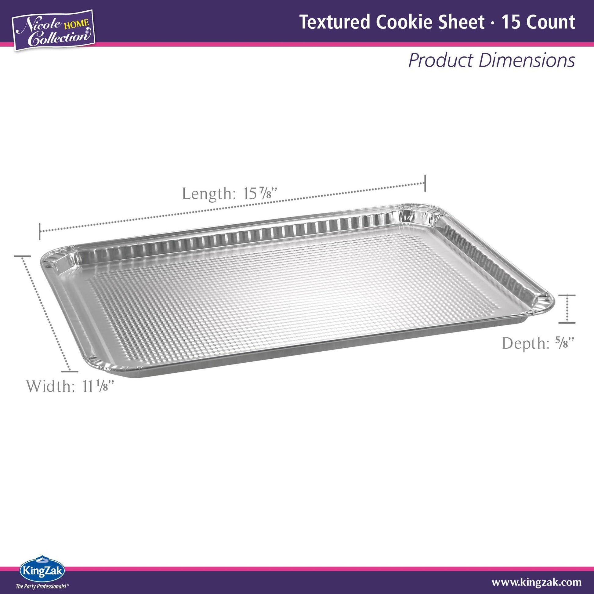 Aluminum Pans Half Size Textured Cookie Sheet 15 Count Durable Nonstick Baking Sheets 15.87" x 11" - Sheet Pan, Baking Tray, Cookie Sheets, Foil pans, Foil trays, Sheet Baking Pans - CookCave