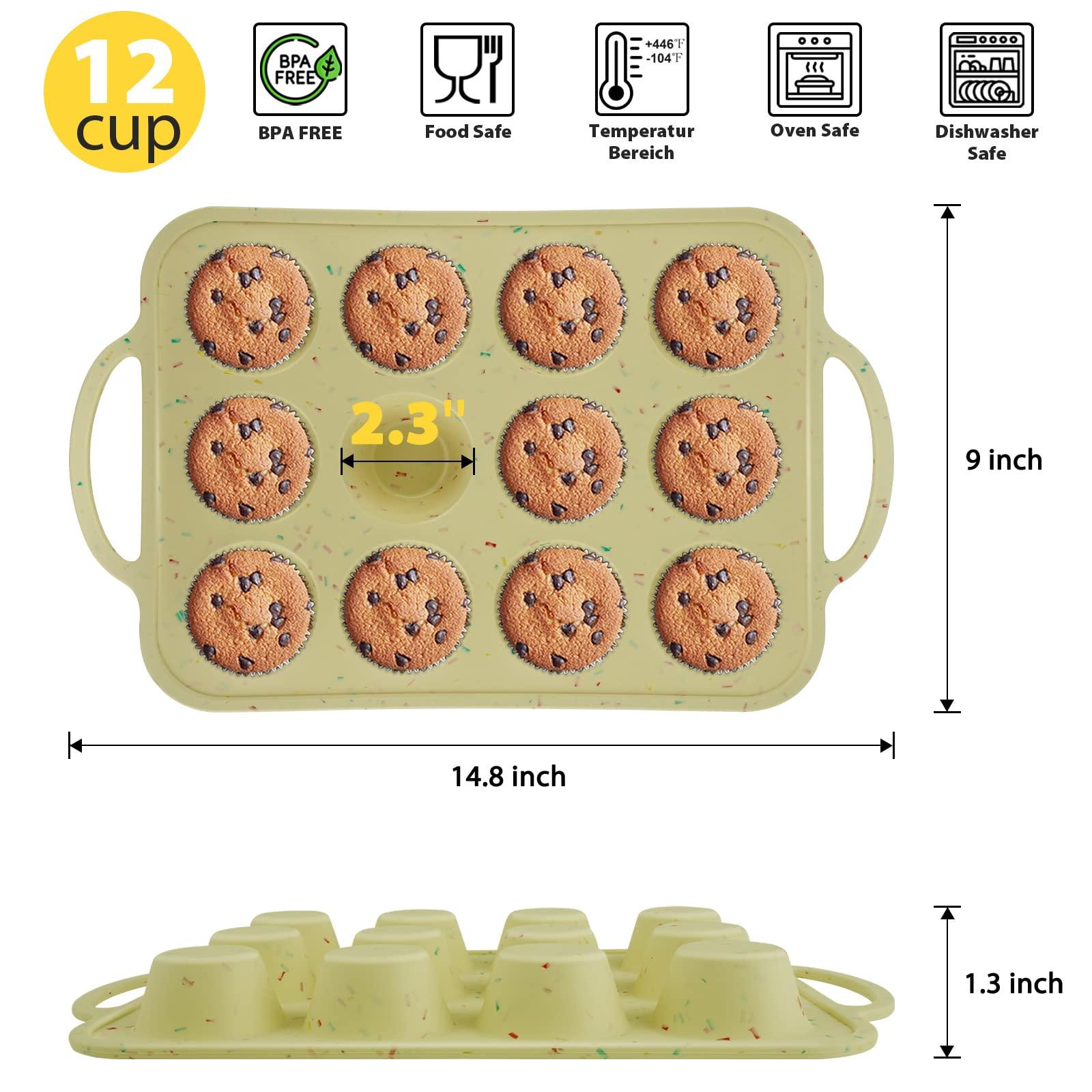 Luckypai Silicone Muffin Pan Cupcake Pan Molds for Baking 12 Cups Stainless Steel Bowl，Muffin Molder for Muffins and Cupcakes—Cupcake silicone molder - CookCave