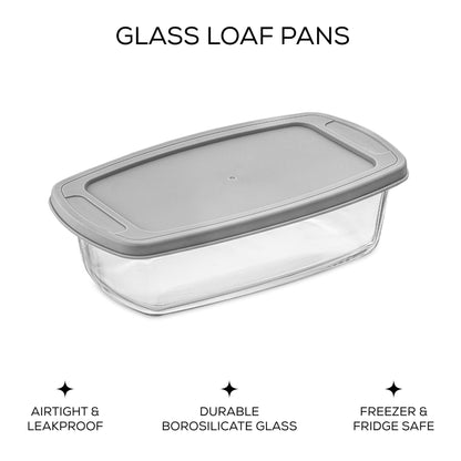 JoyJolt Glass Loaf Pan with Lid. 3pc Bread Pan Set, Rectangular, 1.9 Quart Loaf Pans for Baking Bread, Bread Storage Container, Lasagna Pan Deep, Meatloaf Pan, Banana Bread Loaf Pan - CookCave