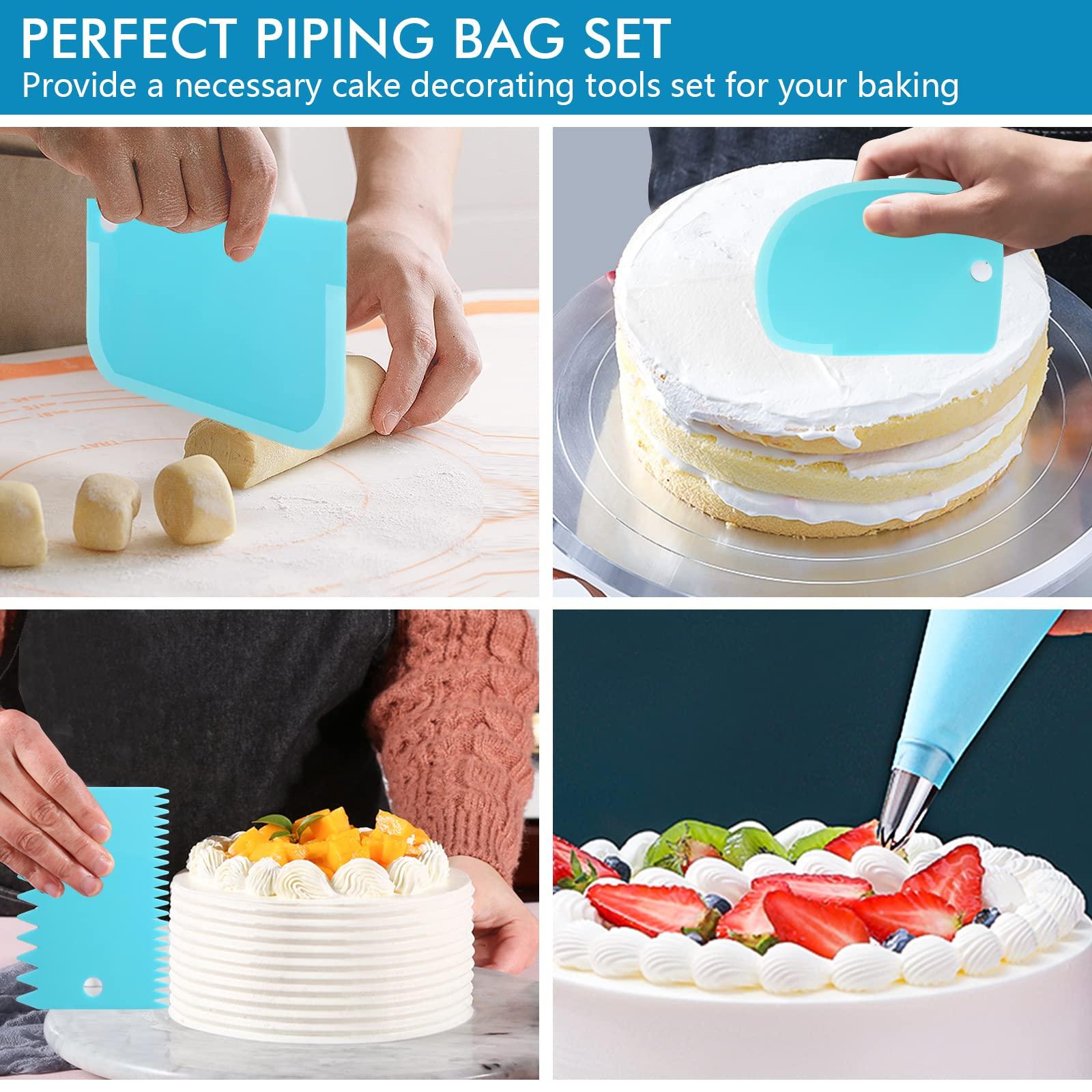 33PCS Icing Piping Bags and Tips Set, Reusable Pastry Bags and Cake Decorating Frosting Piping Kit for Baking, with Scrapers, Couplers, Silicone Rings, Cake Decorating Tools for Cake, Cupcake, Cookie - CookCave