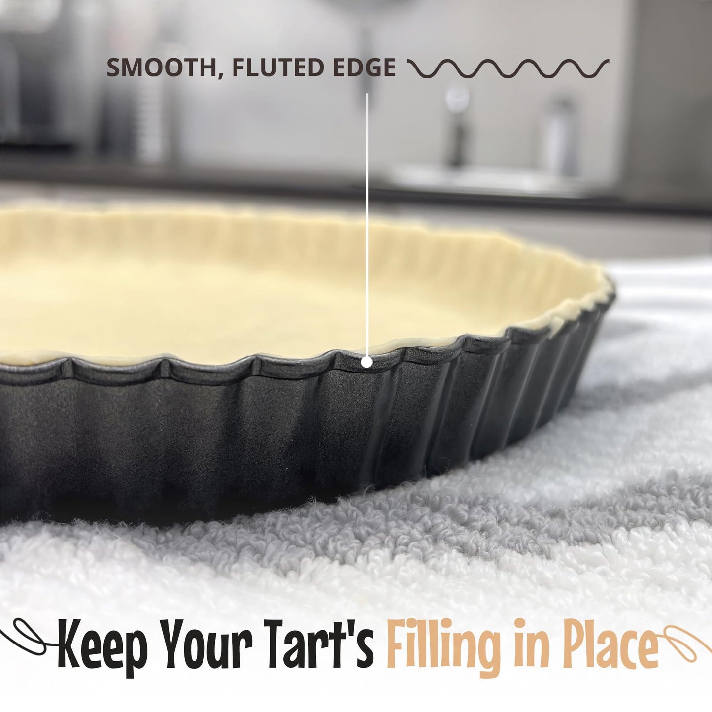 YUMTART Elegant Round Tart and Quiche Pan, 9 Inch, Non-Stick with Removable Bottom, Black - CookCave