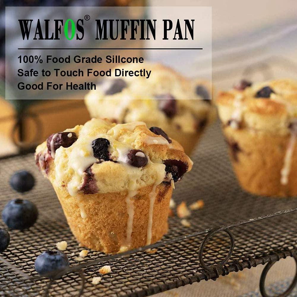 walfos Silicone Muffin Pan - 6 Cup Non-Stick Silicone Cupcake Pan, Just PoP Out! Food Grade and BPA Free Baking Cups, Perfect for Egg Muffin, Cupcake, Dishwasher Safe (2 Pack Muffin Pan) - CookCave