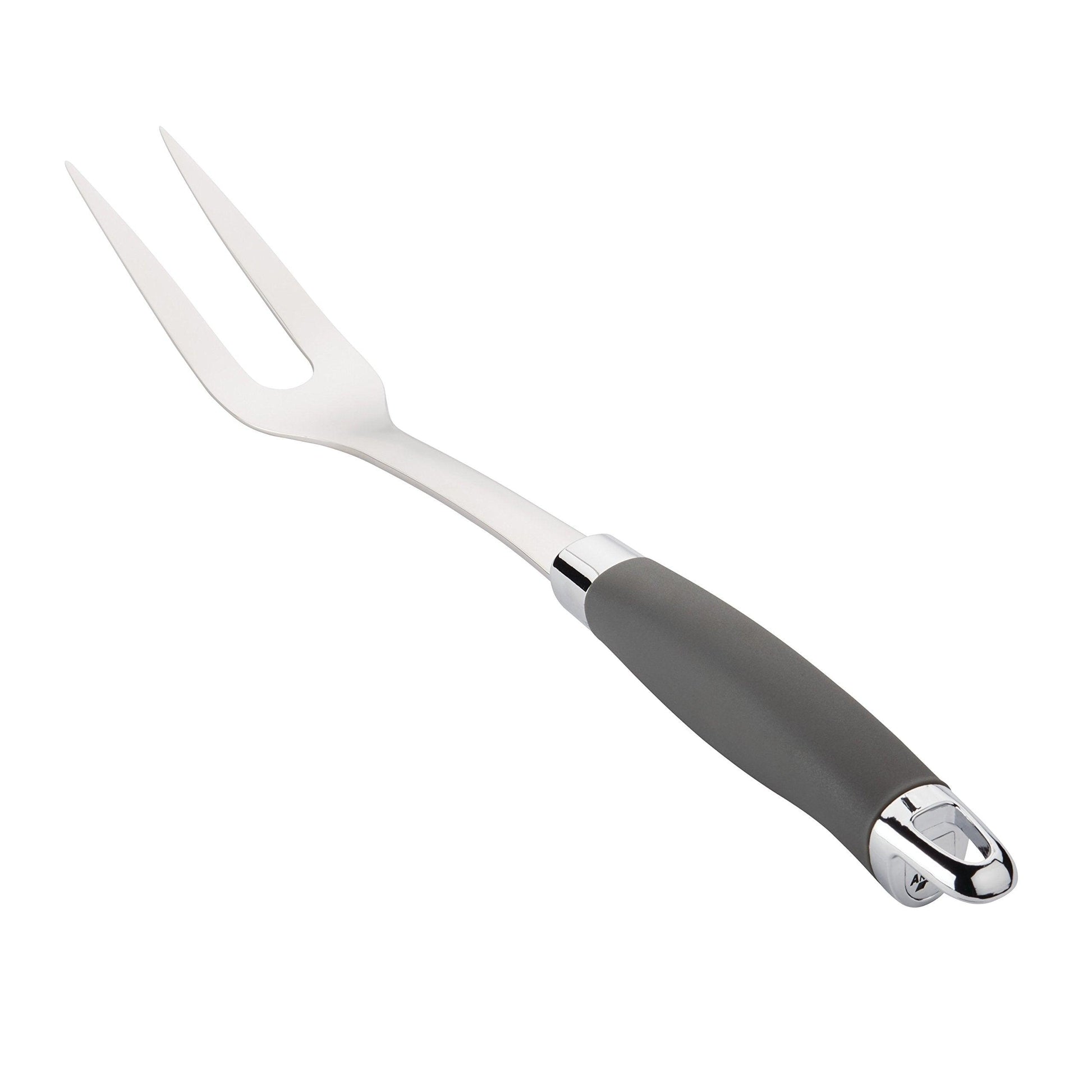 Anolon SureGrip Stainless Steel Meat Fork/Kitchen Tool, 13.25 Inch, Gray,46288 - CookCave