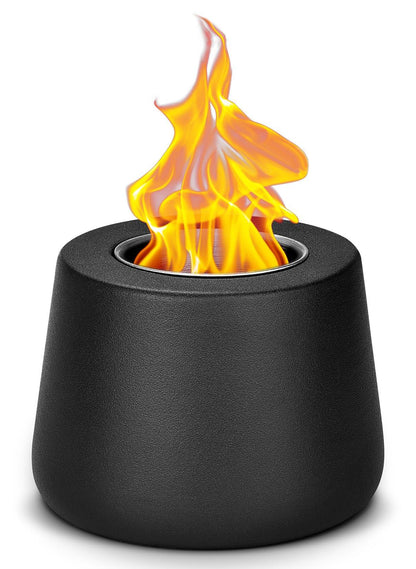 Tabletop Fire Pit Fireplace Indoor: Mini Personal Table top Firepit Fire Place Rubbing Alcohol Flame Bowl for Smores Maker Outdoor Patio Portable Smokeless Firebowl - Black Ceramic - CookCave